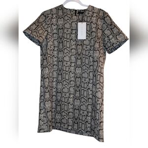 Zara Shift Dress Women's Med Short Sleeve Crew Neck Above Knee Snake Print NWT